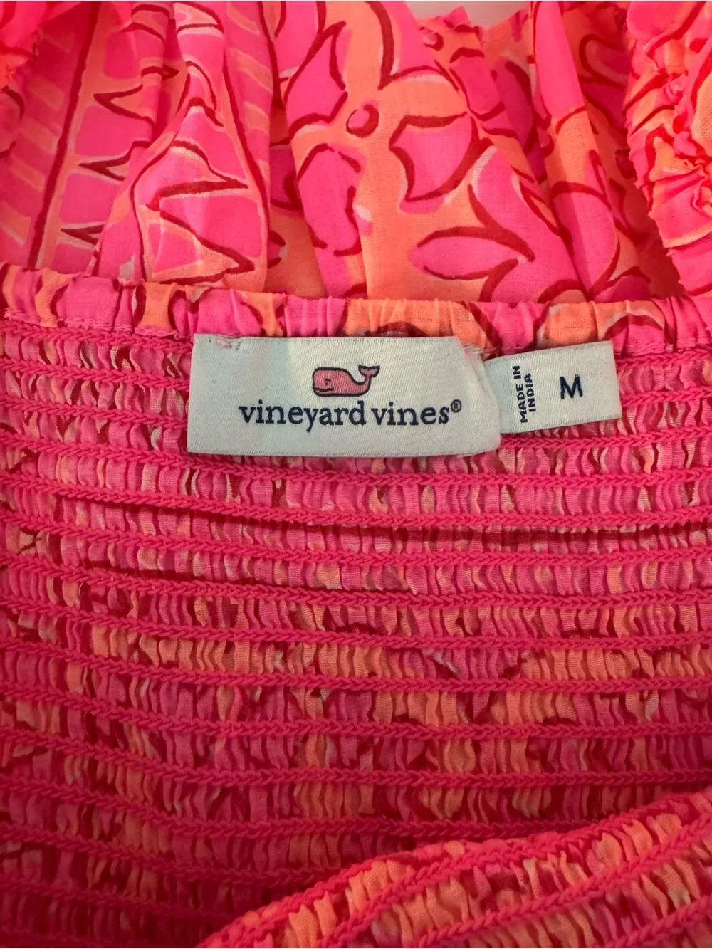 Vineyard Vines | Neon Tortola Smocked Midi Dress